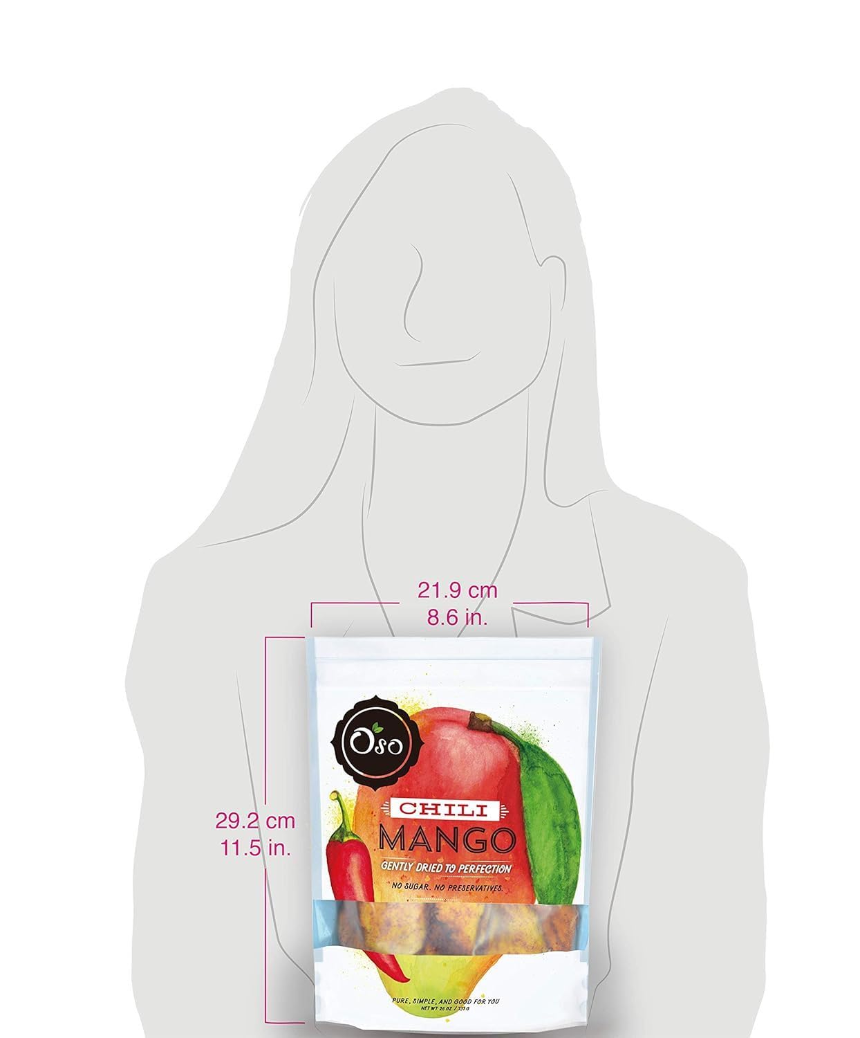 Oso Snacks Dried Chili Mango Slices - No Added Sugar, No Preservatives, Large Premium Pieces - 26oz Bulk Pack - Perfect for Snacking, Gifts & Healthy On-the-Go Treats