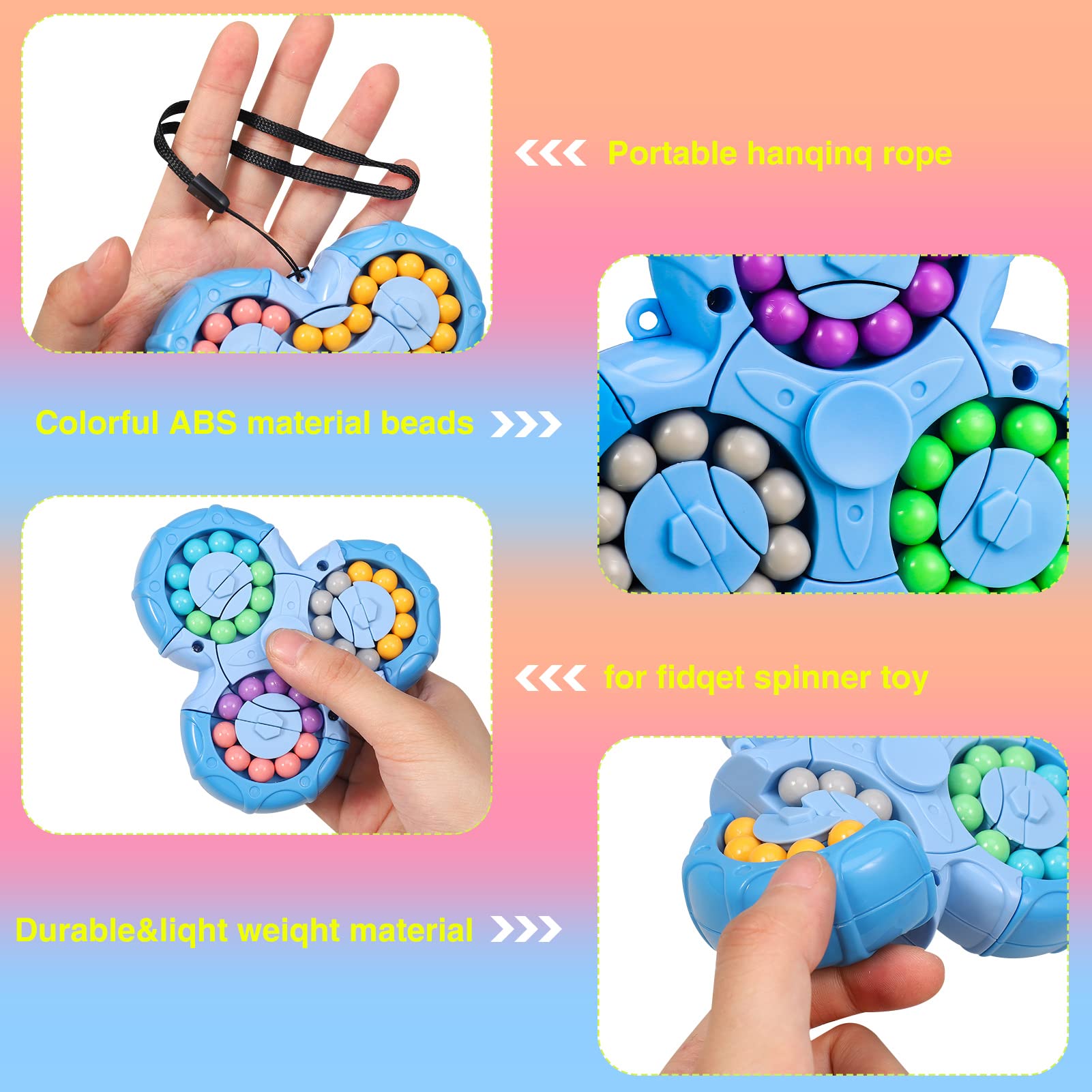 FRIUSATE Magical Bean Puzzle Toy - Rotating Fidget Spinner for Kids & Adults, Stress Relief & Anxiety Relief, Educational Learning Toys, Perfect Gift for Birthdays & Classrooms (Great for Focus, ADHD & Sensory Play)