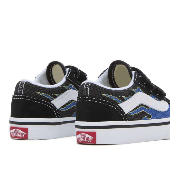 VANS Old Skool Infant Sneakers - Pixel Flame Black & Blue | Comfortable Kids Shoes for Casual Wear & Outdoor Play