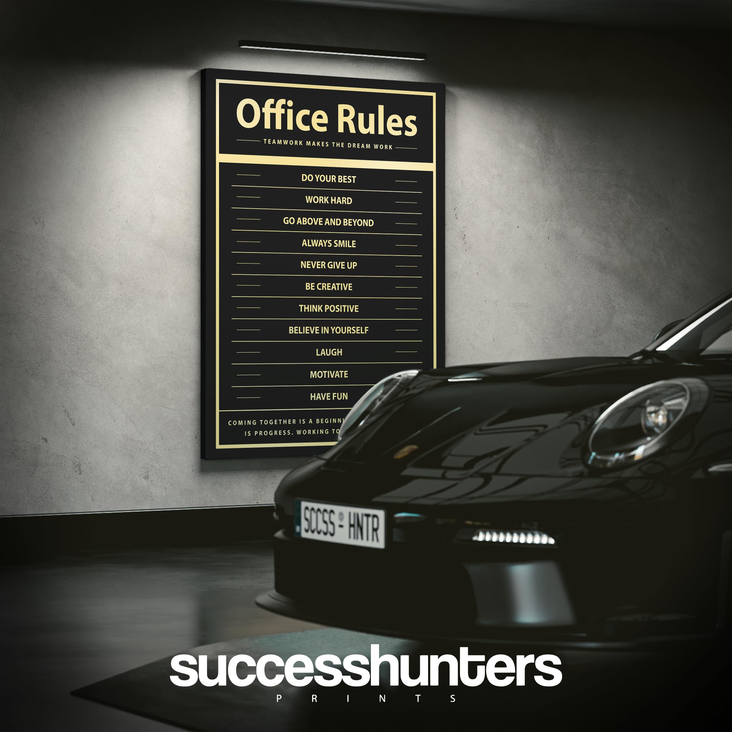 Motivational Office Wall Art - 24x18 Inch Inspirational Work Rules Poster, Success Quotes Canvas Print for Office Decor - Perfect for Home Office, Workplace & Business Environments