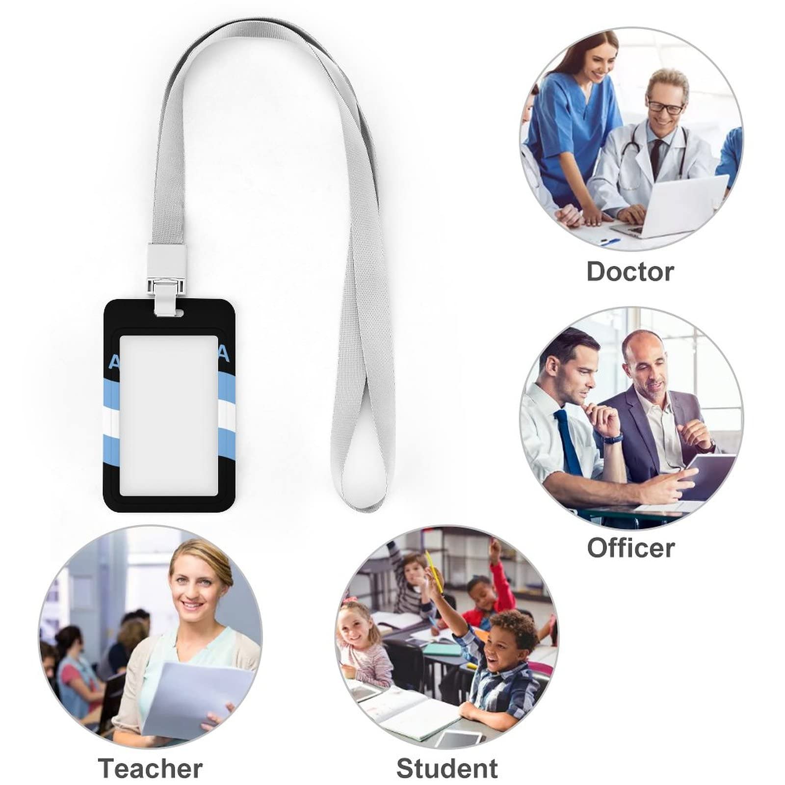 Argentina Flag Lanyard ID Badge Holder - Printed Credit Card & Name Tag - Perfect for Work, School & Events