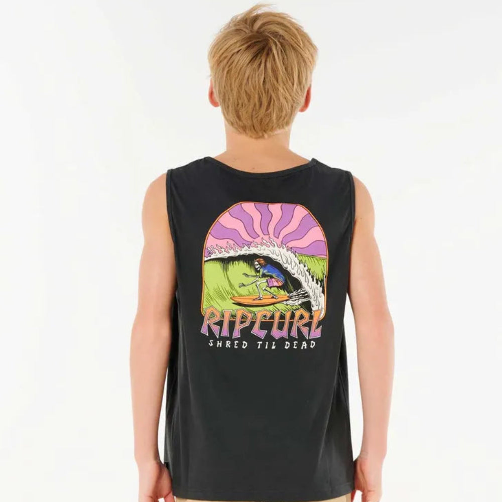 Rip Curl Boys Shred Til Tank Top - Breathable Quick-Dry Performance Shirt for Surfing, Skateboarding & Outdoor Activities