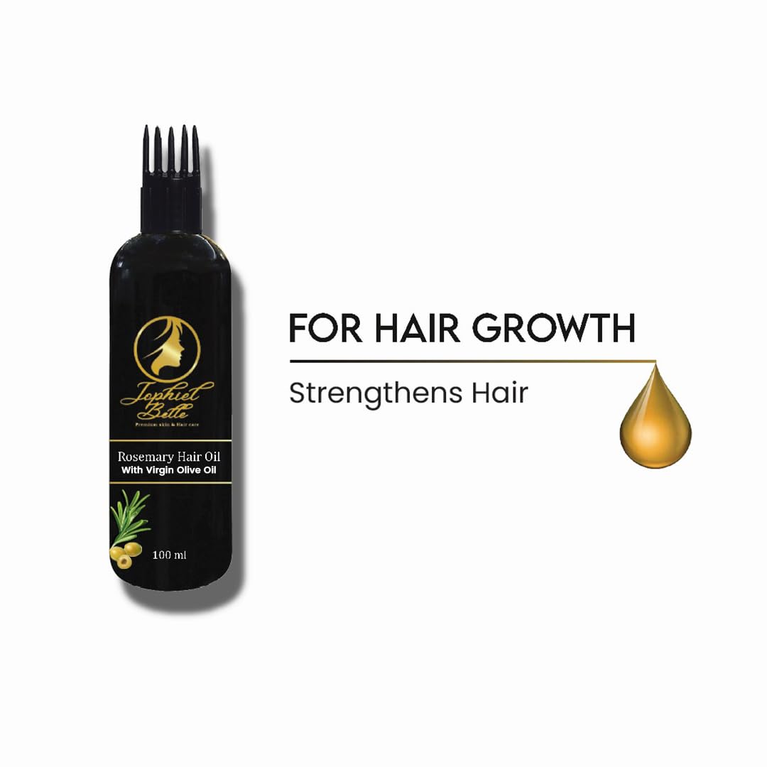 Jophiel Belle Rosemary Hair Oil with Virgin Olive Oil – Nourishing & Strengthening Formula for Hair Growth & Scalp Health – 100ml – Perfect for Dry, Damaged Hair & Daily Hair Care Routine
