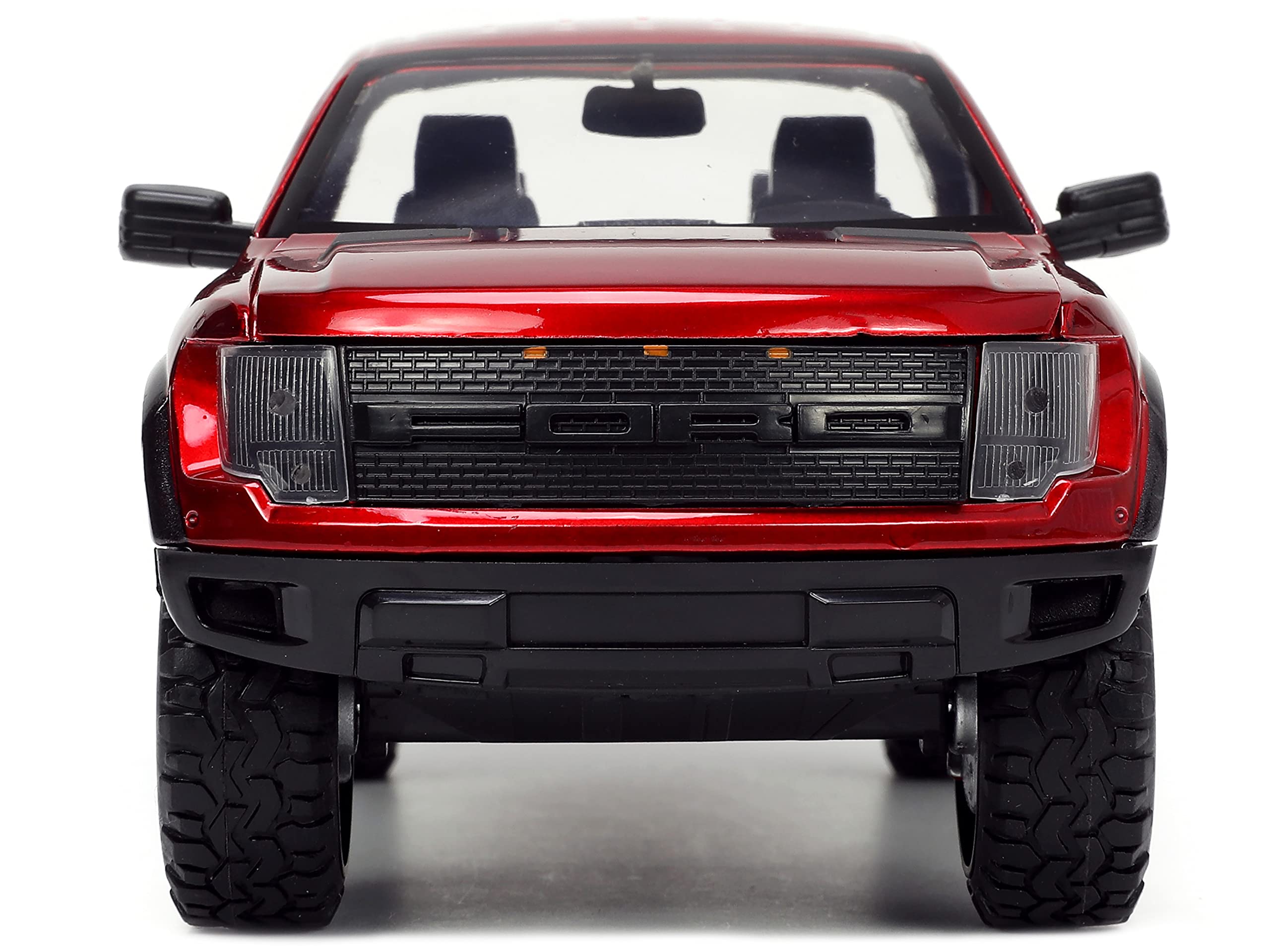 Jada Toys 1:24 Scale 2011 Ford SVT Raptor Die-Cast Model Car - Red with Tire Rack | Collectible Toy for Kids & Adults | Perfect for Display, Gifts, and Play Scenes