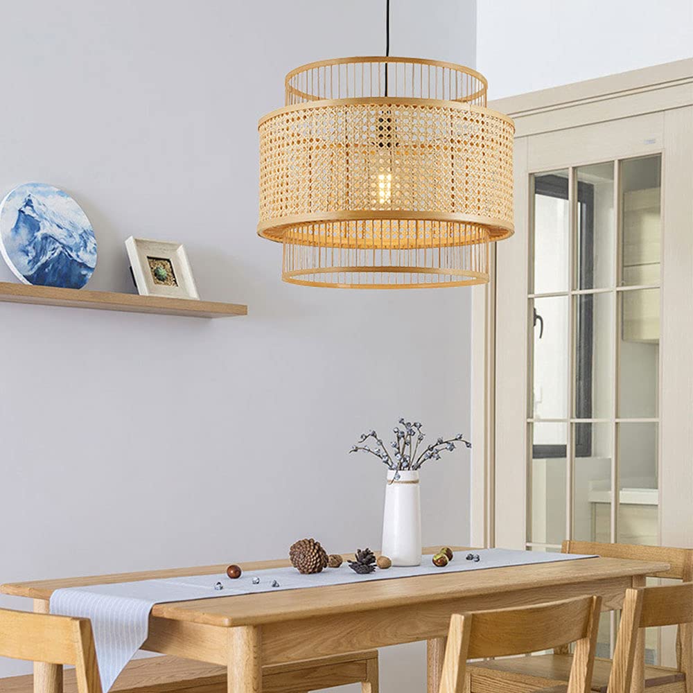 Japanese Handmade Bamboo LED Chandelier - Modern Farmhouse Ceiling Pendant Light for Dining Room, Kitchen, Restaurant & Living Room | Energy Efficient Indoor Lighting Fixture for Cozy Ambiance