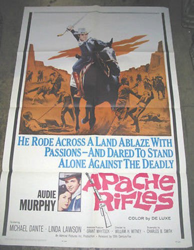 Original U.S. One-Sheet Movie Poster - Apache Rifles Starring Audie Murphy | Vintage Western Film Memorabilia for Collectors & Home Theater Decor