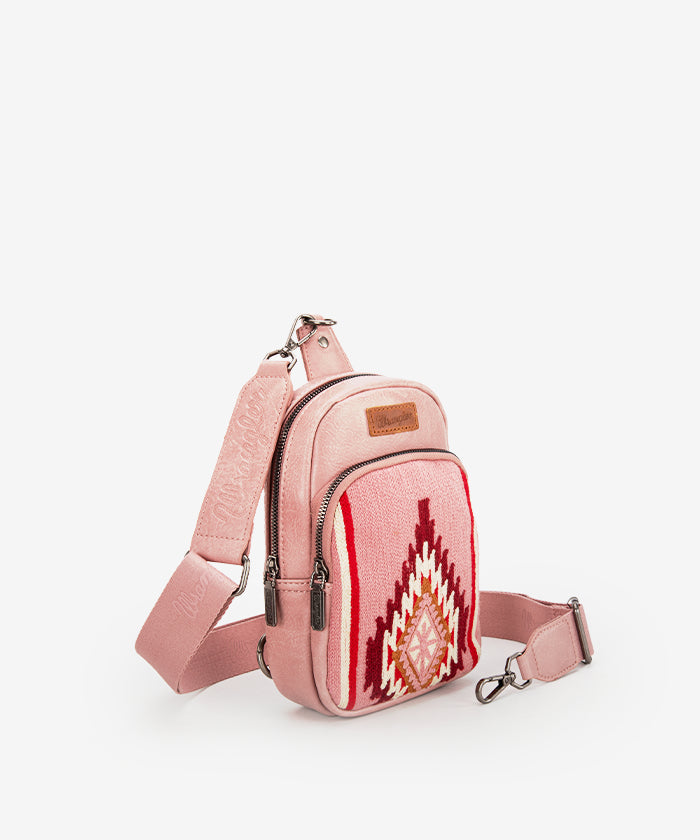 Wrangler Aztec Knitted Sling Bag - Stylish Crossbody Purse for Women & Men - Perfect for Travel, Hiking & Everyday Use