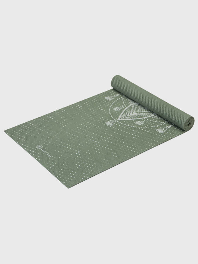 Gaiam Celestial Green Yoga Mat 5mm Non-Slip Eco-Friendly Exercise Mat for Yoga, Pilates & Home Workouts - Perfect for Studio, Gym & Indoor Fitness