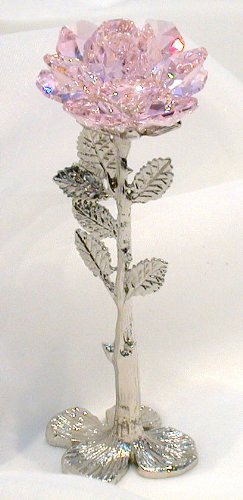 Pink Crystal Rose - Handmade Crystal Flower for Home Decor, Wedding Centerpieces, and Gift Giving