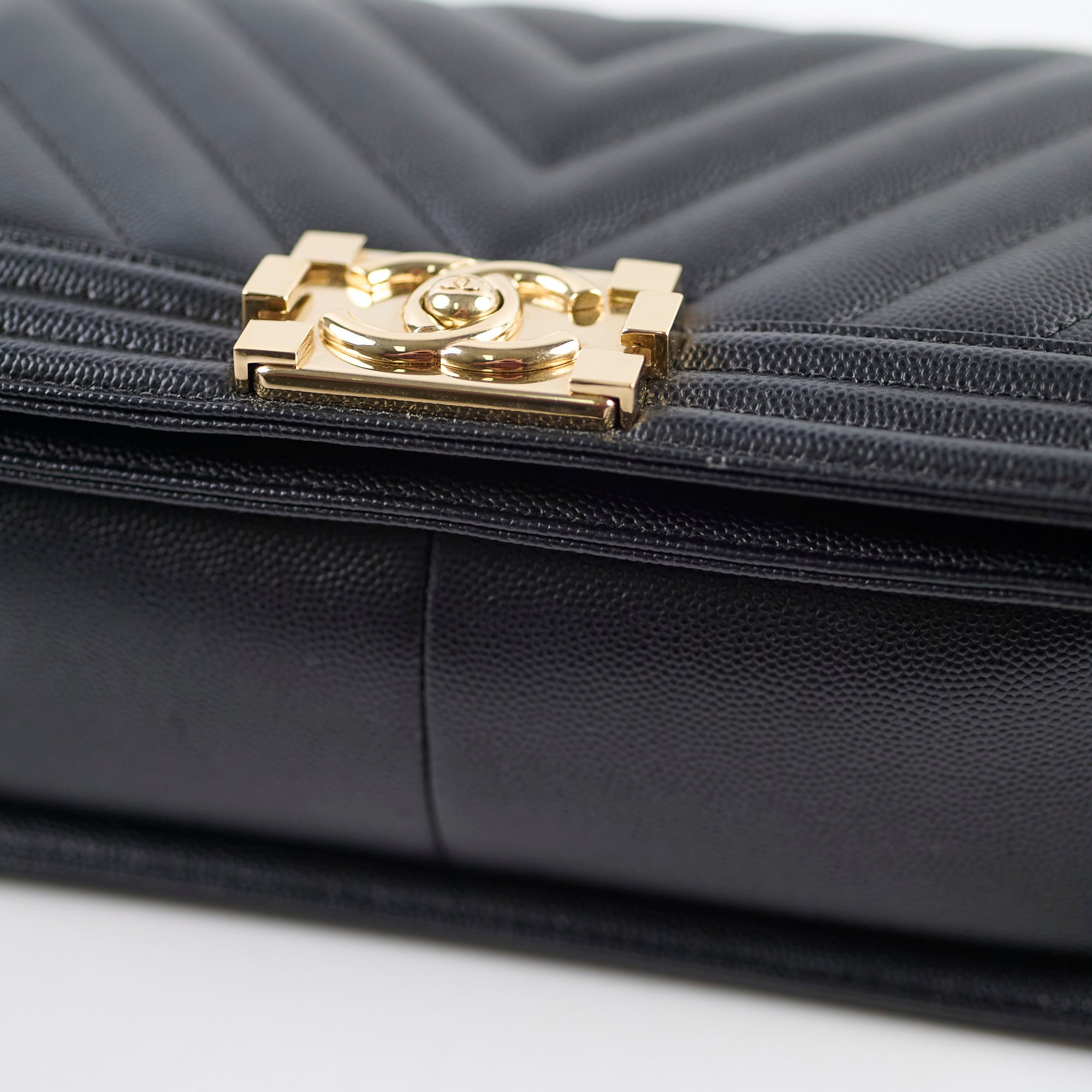 Chanel Boy Old Medium Chevron Caviar Black Leather Handbag - Luxury Designer Crossbody Bag for Women, Perfect for Date Night & Evening Events