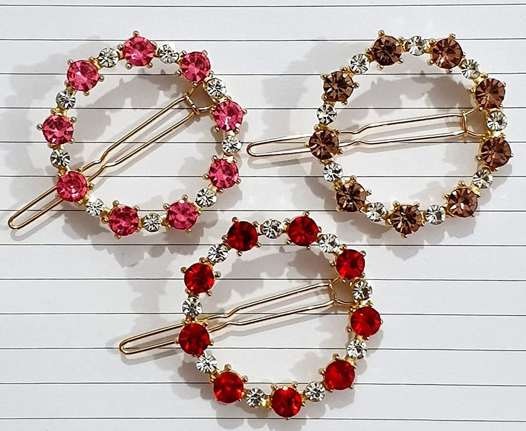 BellaStella Korean Style Rhinestone Hair Clips for Women - Elegant Hair Accessories for Girls & Women - 3-Pack Decorative Hairpins for Parties, Weddings & Daily Wear