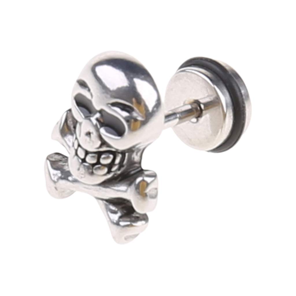Retro Skull Head Titanium Steel Ear Piercing Studs - Gothic Punk Ghost Earrings for Men & Women - Perfect for Halloween, Cosplay, and Alternative Fashion