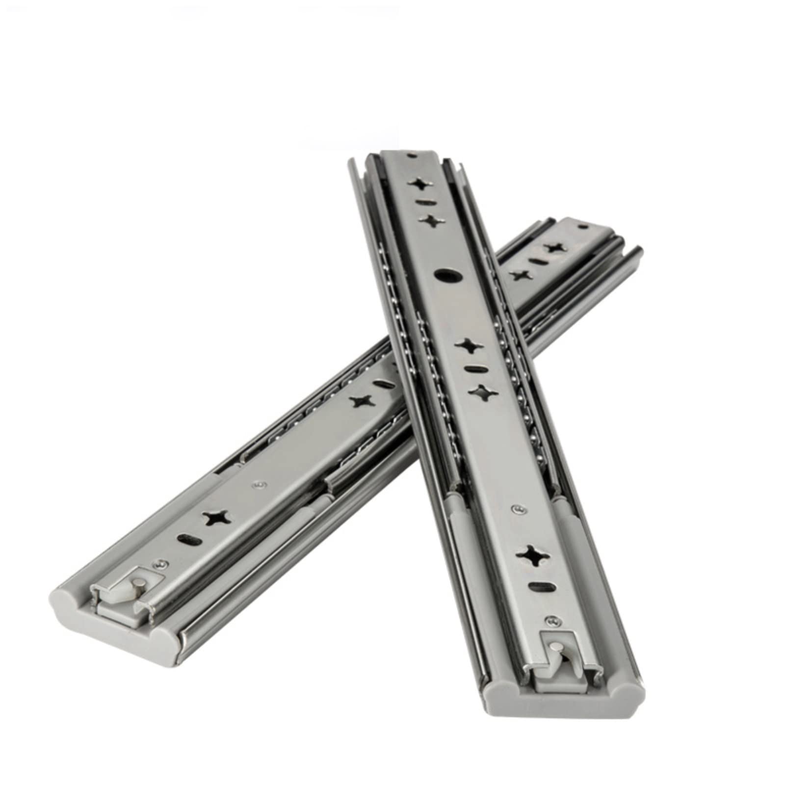 JIUDAN 24 Inch Soft Close Drawer Slides - Heavy Duty Ball Bearing Drawer Rails with Full Extension & 3 Folds - Side Mount Telescopic Slides for Smooth Cabinet Operation - Perfect for Kitchen Cabinets, Office Furniture & Storage Drawers