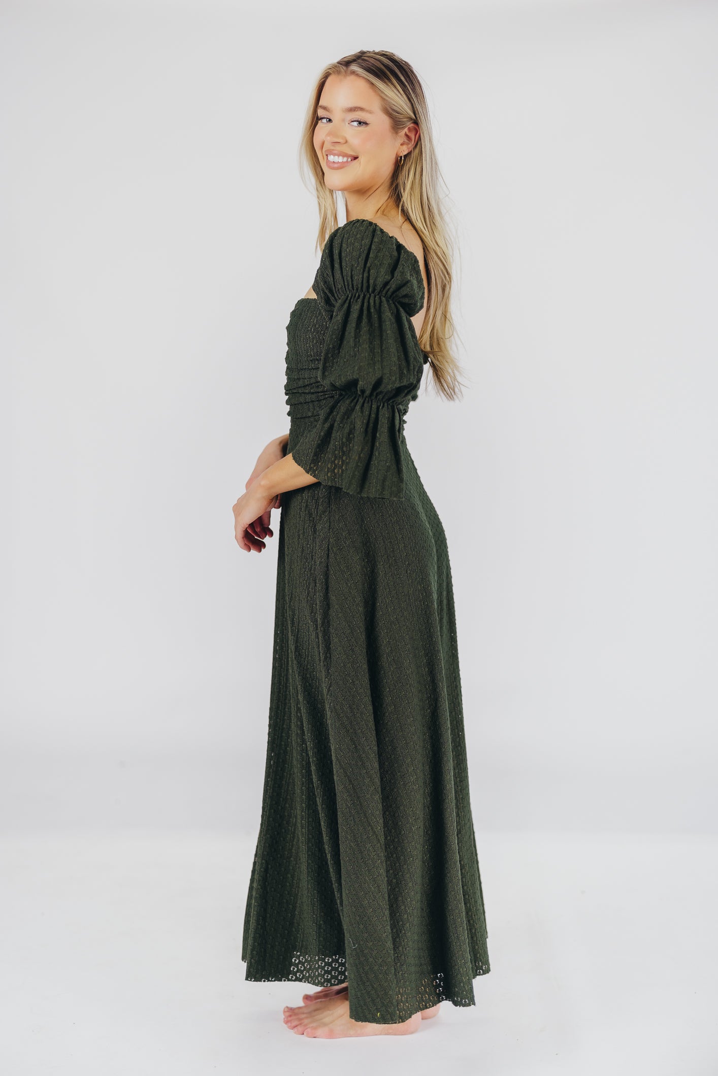 Corrine Women's Maxi Dress with Pockets - Flowy Long Summer Dress in Hunter Green for Beach, Vacation & Casual Wear