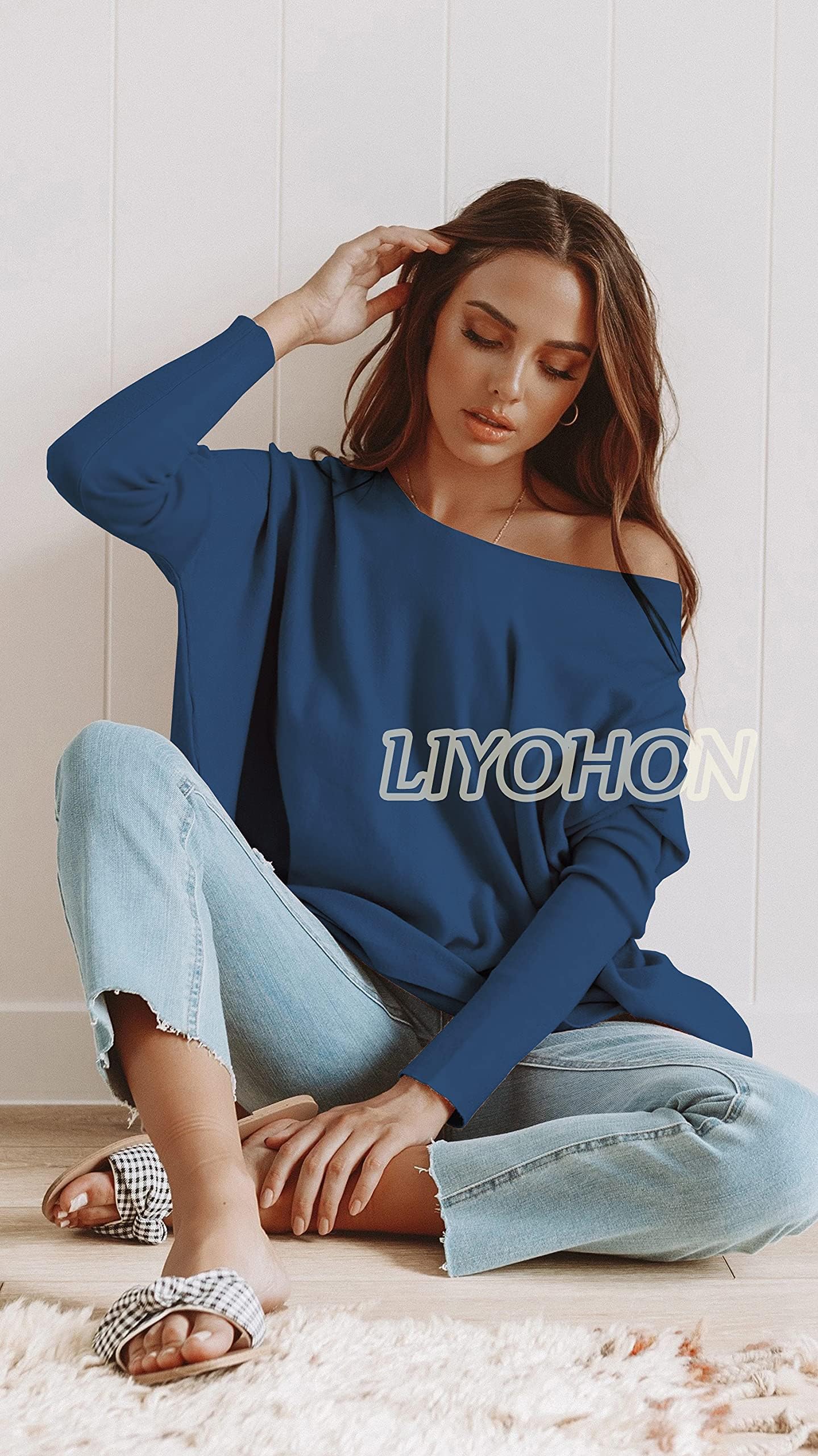 LIYOHON Women's Oversized T-Shirts & Tunic Tops - Long Sleeve Fall Sweaters for Leggings | Casual & Dressy Outfits for Work, Weekend & Layering