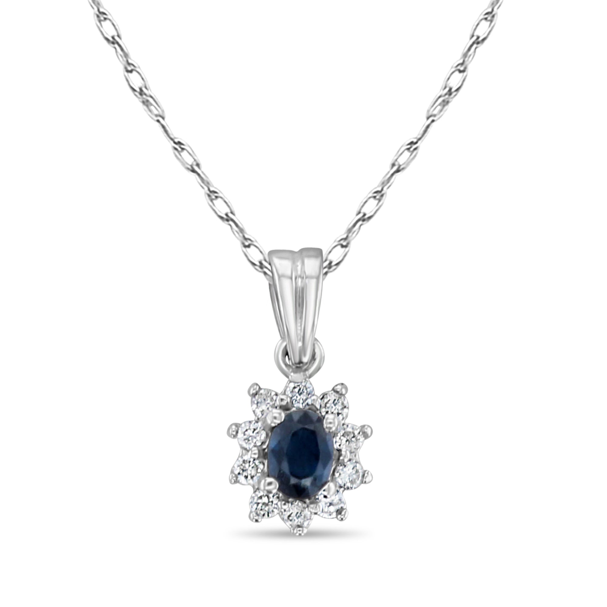 14K White Gold Oval Diamond Halo Necklace for Women - Elegant Bridal Jewelry, Anniversary Gift & Special Occasion Necklace