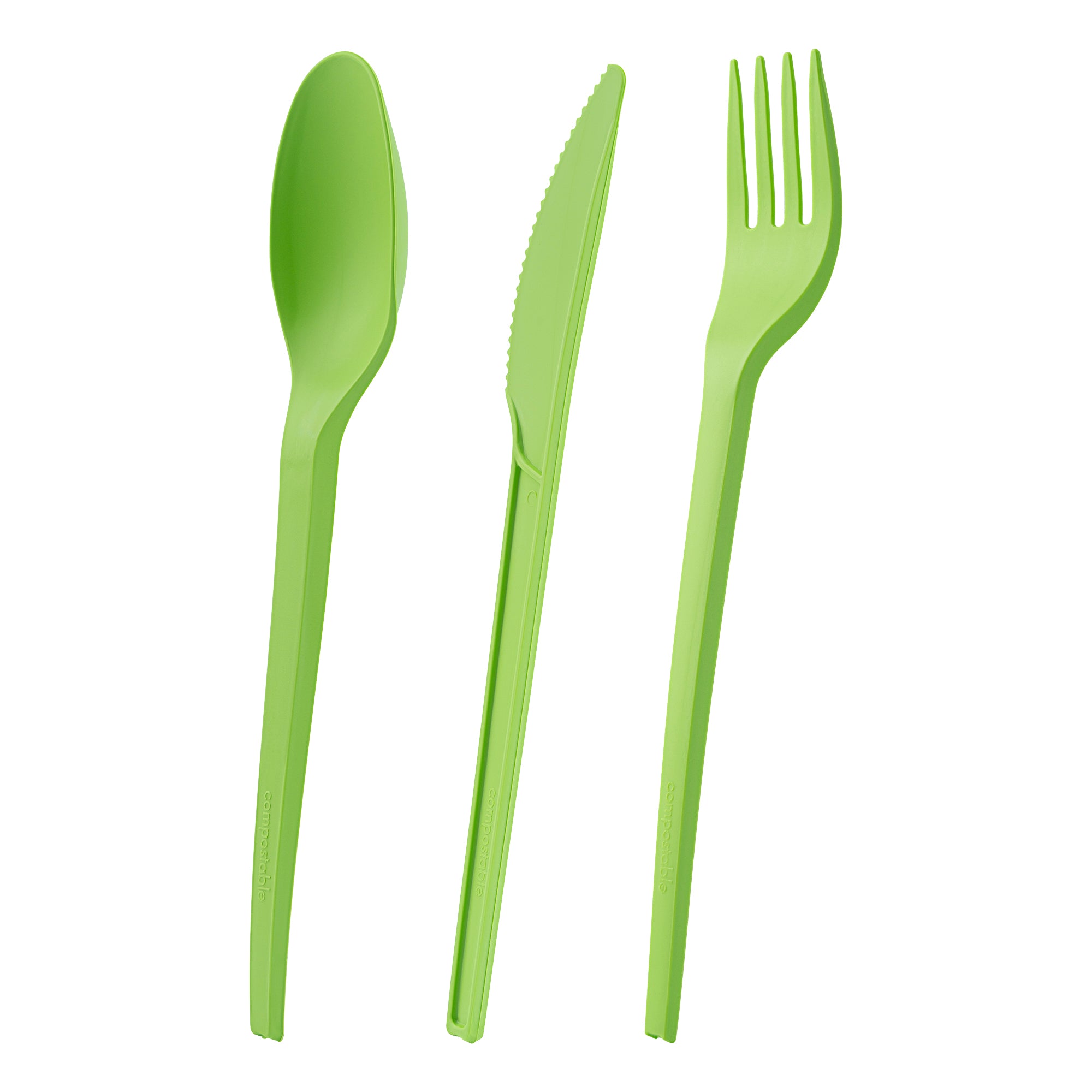 Eco-Friendly Green CPLA Plastic Cutlery Set - 290-Piece Heat Resistant, Compostable Utensils (6.5