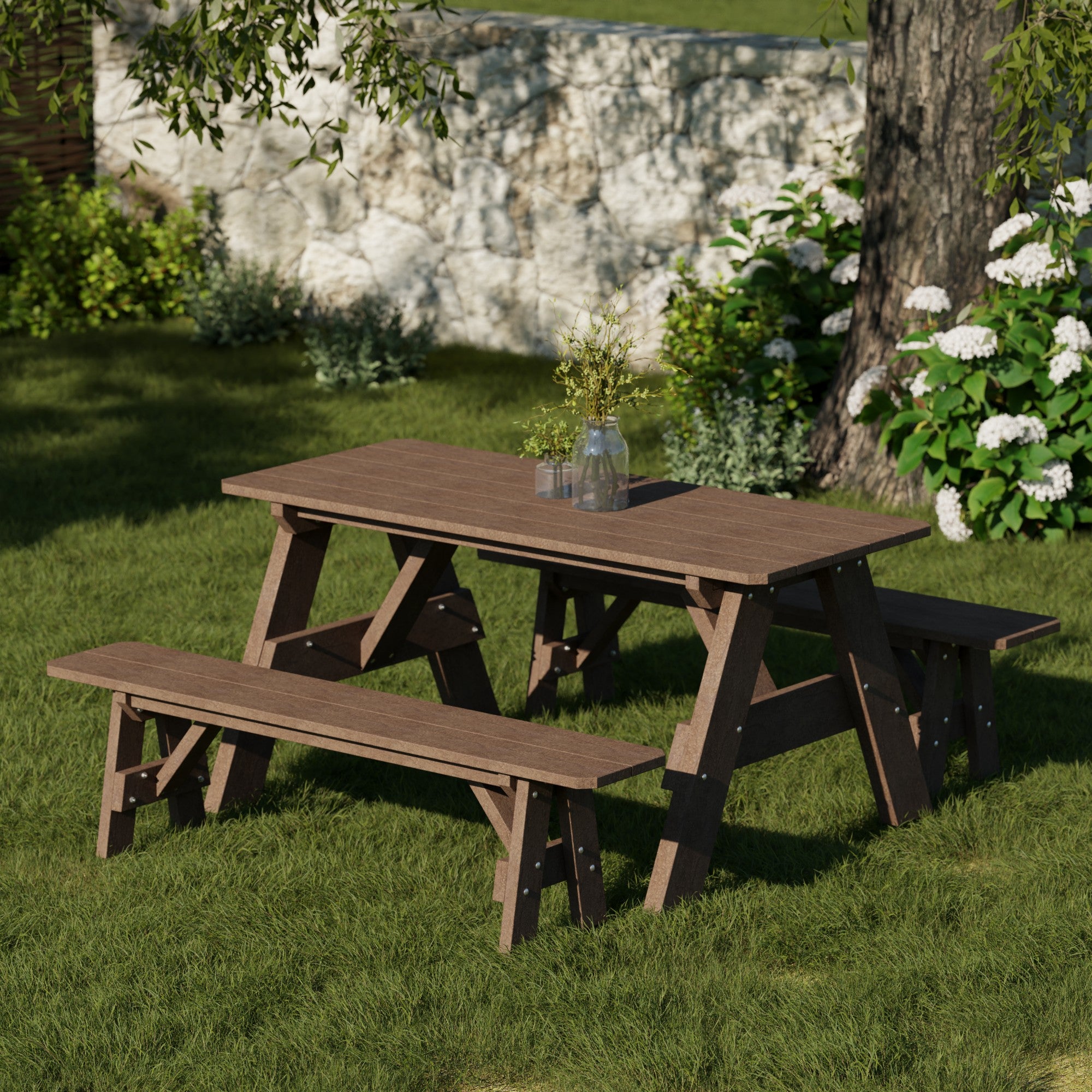 Heritage 72-Inch Outdoor Picnic Table with Detachable Benches - Perfect for Backyard BBQs, Camping & Family Gatherings