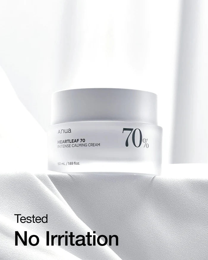 ANUA Heartleaf 70% Soothing Face Cream 50ml - Korean Skincare for Sensitive Skin, Redness Relief & Hydration - Perfect for Daily Calming Routine & Post-Treatment Care