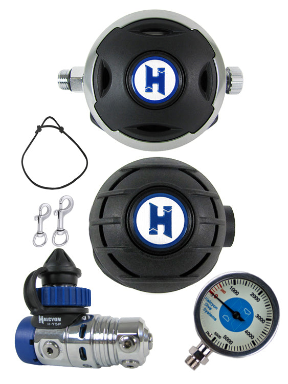Halcyon H75P DIN Regulator Set with Halo Second Stage & Aura Octopus - Includes FREE Thermo Gauge | Scuba Diving Gear for Professional & Recreational Divers