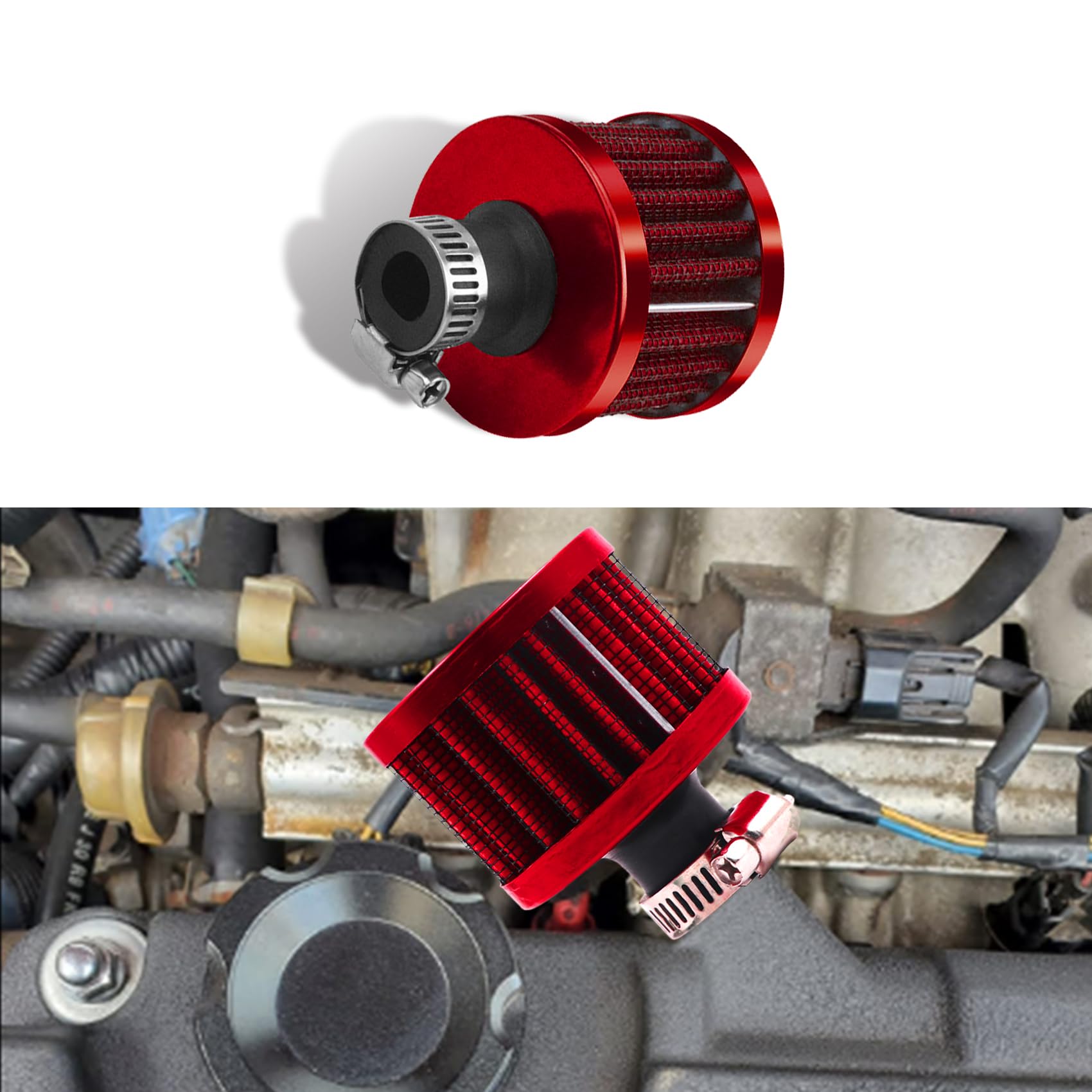 12mm Universal Air Intake Filter - Small Engine & Motorcycle Cone Breather - Cold Air Turbo Vent Filter for Car, ATV, Lawn Mower - Durable Replacement Air Filter Cover Accessories (Perfect for Performance Upgrades & Engine Protection)