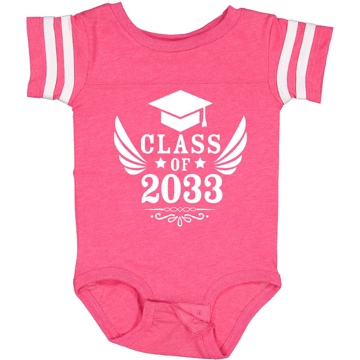 Inktastic Class of 2033 Graduation Cap & Wings Baby Bodysuit - Cute Infant Onesie for Future Grads, Birthday Gifts & Photo Shoots