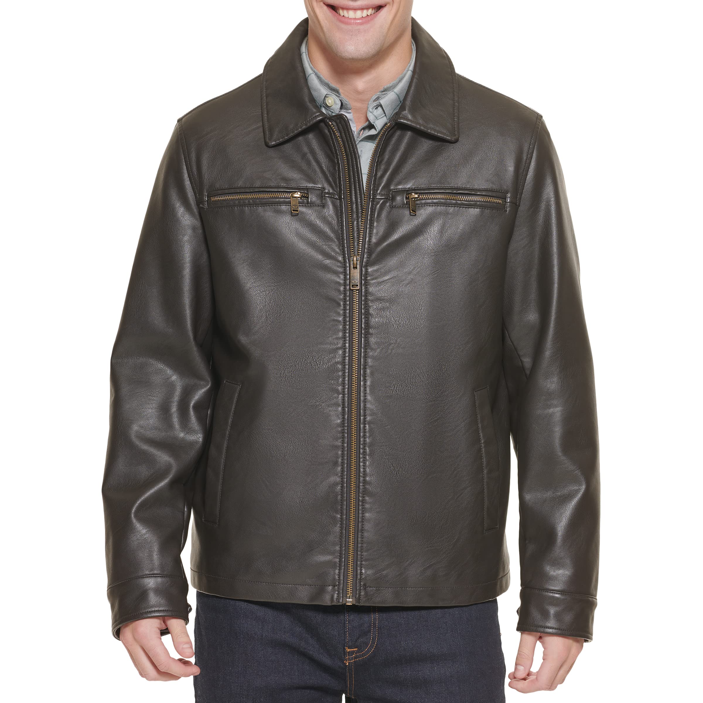 Dockers Men's James Faux Leather Jacket for Casual Wear | Regular, Big & Tall Sizes | Perfect for Outdoor Activities & Date Nights