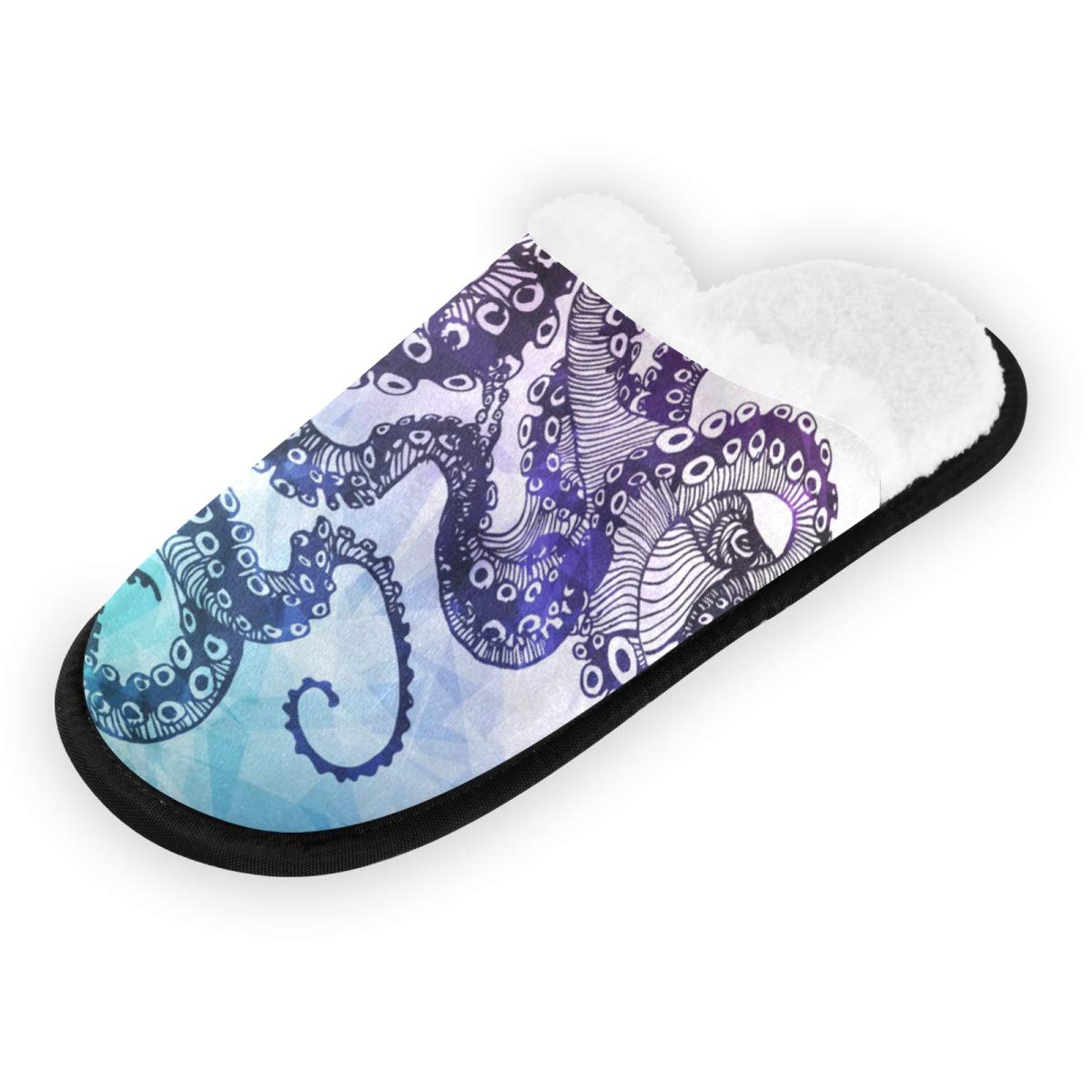 ALAZA Non-Slip Abstract Octopus Slippers for Men & Women - Cozy Home, Hotel, Spa, Bedroom & Travel House Shoes for Indoor Comfort