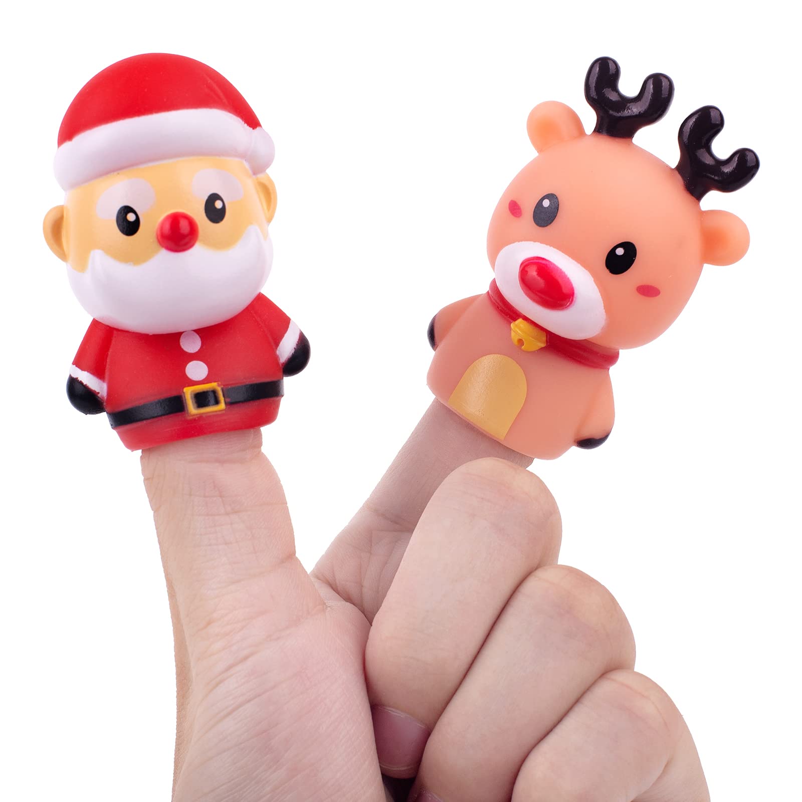 Christmas Theme Finger Puppets Toys - Soft Rubber Bath Animal Head Finger Toys for Kids & Toddlers | Fun Birthday Party Favors & Gifts for Boys & Girls (SantaClaus_KB08) - Perfect for Holiday Plays, Bath Time Fun & Classroom Activities