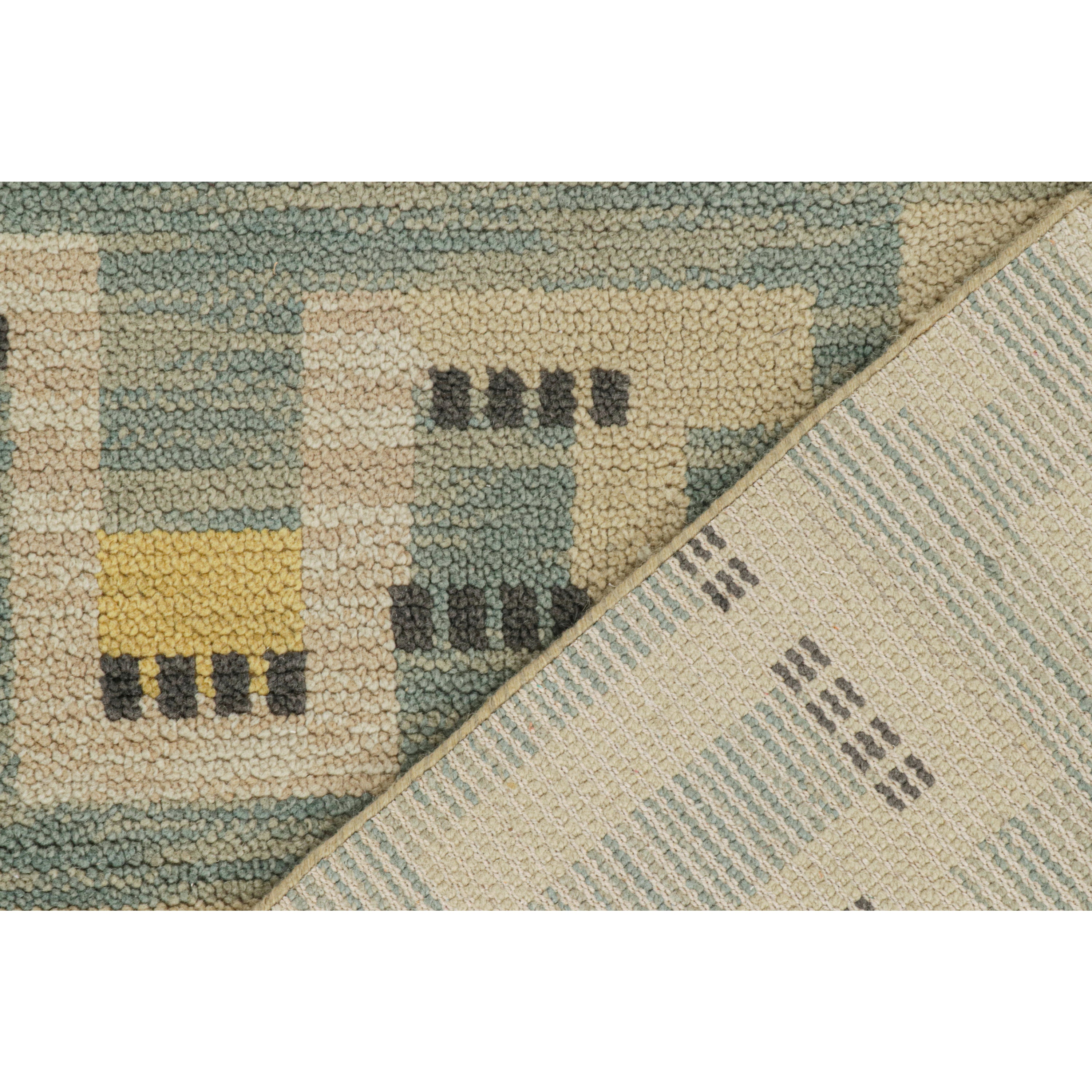 Blue Transitional Swedish Inspired Wool Runner Rug 4'1 x 9'5 - Perfect for Living Room, Bedroom & Office Decor