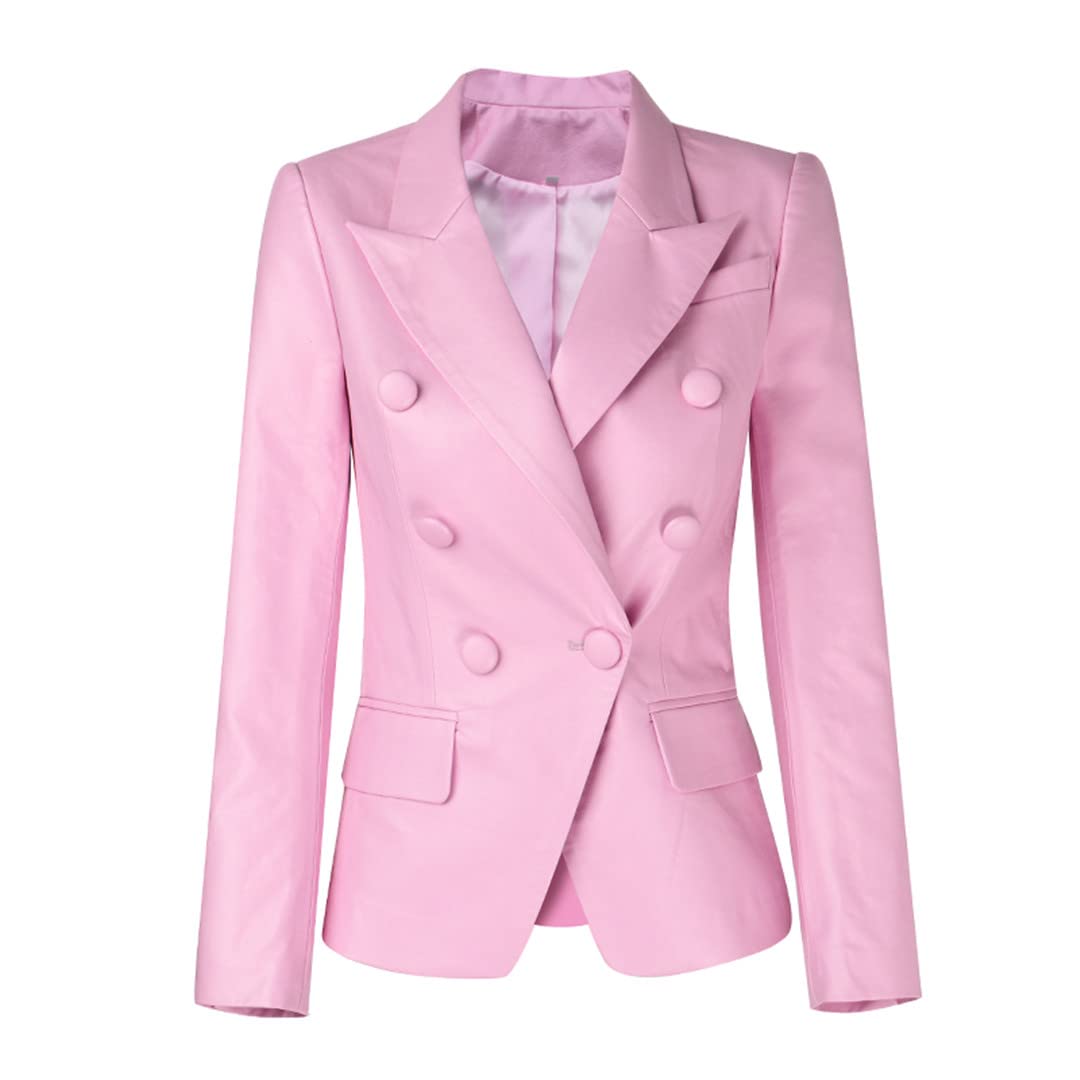 Stylish Women's PU Leather Bodycon Blazer Jacket - Slim Fit Blazer for Office, Party & Night Out - Fashionable Faux Leather Jacket for Women