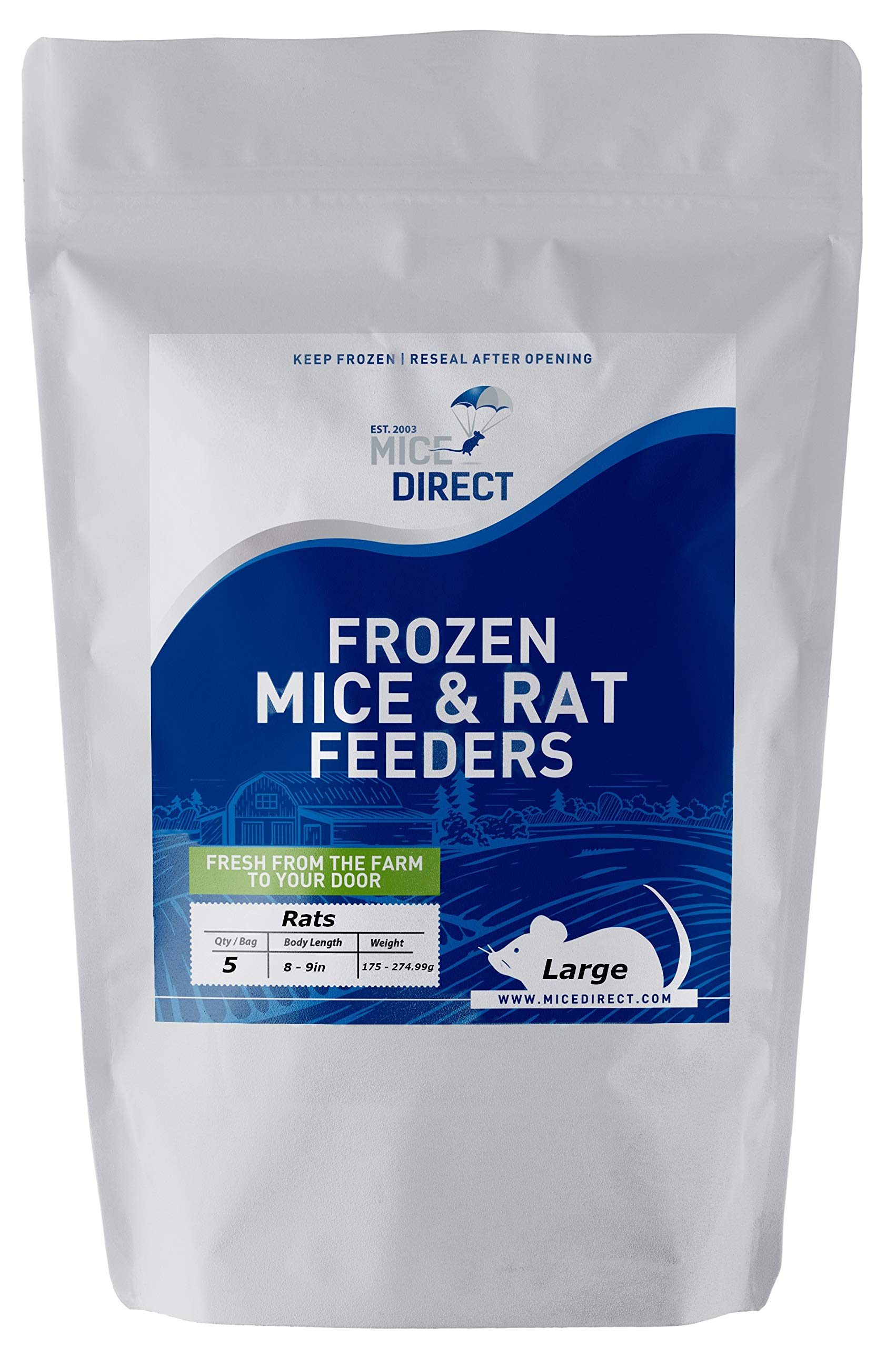 Frozen Large Feeder Mice for Snakes - 40oz (5 Count) | Premium Reptile Food for Burmese Pythons, Monitors & Birds of Prey | Ideal for Feeding Large Reptiles & Raptors