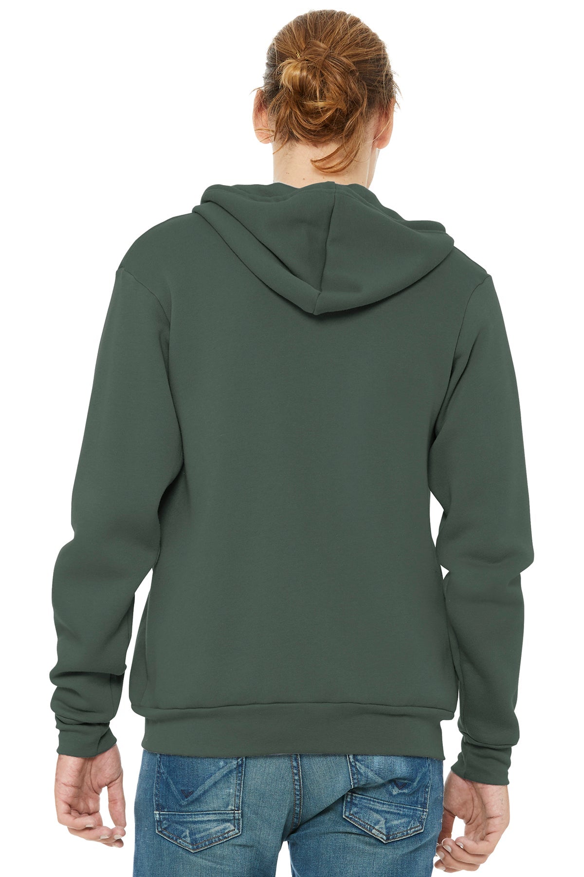 Bella Canvas Unisex Fleece Full Zip Hoodie - Soft Warm Pullover for Men & Women | Military Green | Perfect for Casual Wear, Outdoor Activities & Layering in Cold Weather