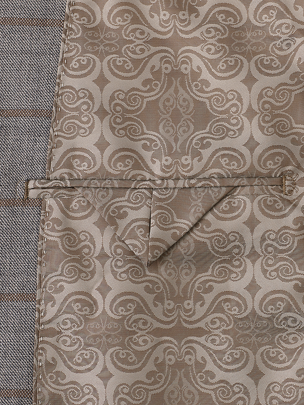 Wool Windowpane Single Breasted Peak Lapel Sport Coat - Grey/Brown | Classic Business Blazer for Men | Perfect for Office, Weddings & Formal Events