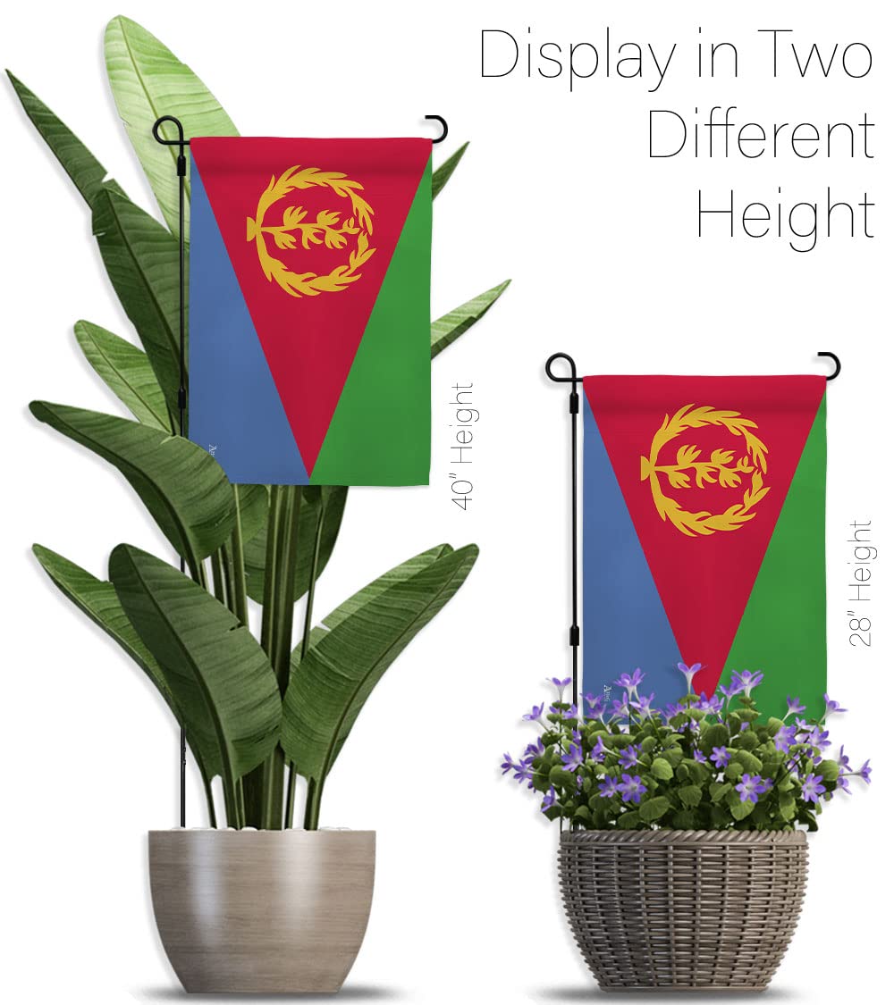Americana Home & Garden Eritrea Double-Sided Garden Flag Set with Stand - Country Regional Nation House Decoration Banner for Yard, Patio & Outdoor Decor - Made in USA