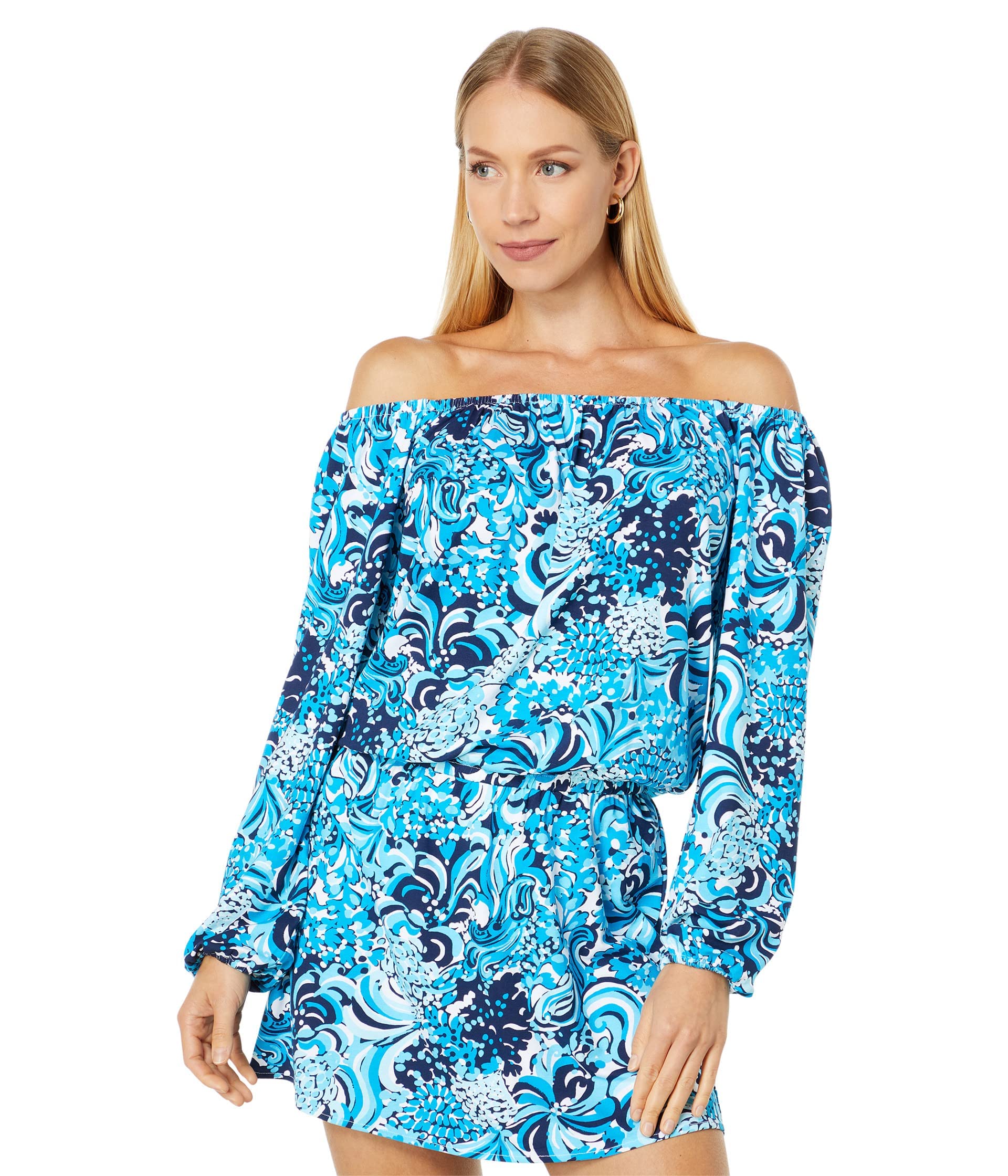 Lilly Pulitzer Lana Skort Romper for Women - Long Sleeve Elastic Cuff Jumpsuit with Straight Hem, Stylish & Comfortable Outfit for Casual Wear, Brunch & Summer Parties