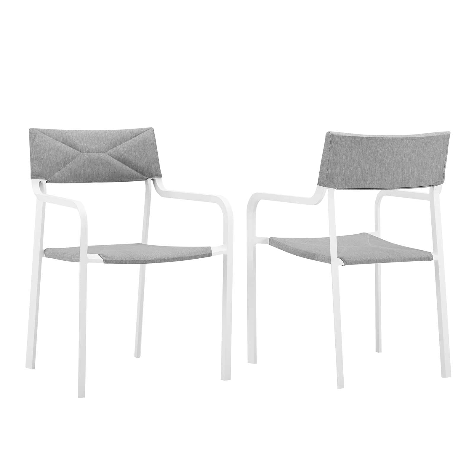 Modway EEI-3962-WHI-GRY Raleigh Lounge & Deep Seating Set - 2 Piece White Gray Modern Dining Armchairs for Patio, Living Room & Outdoor Relaxation