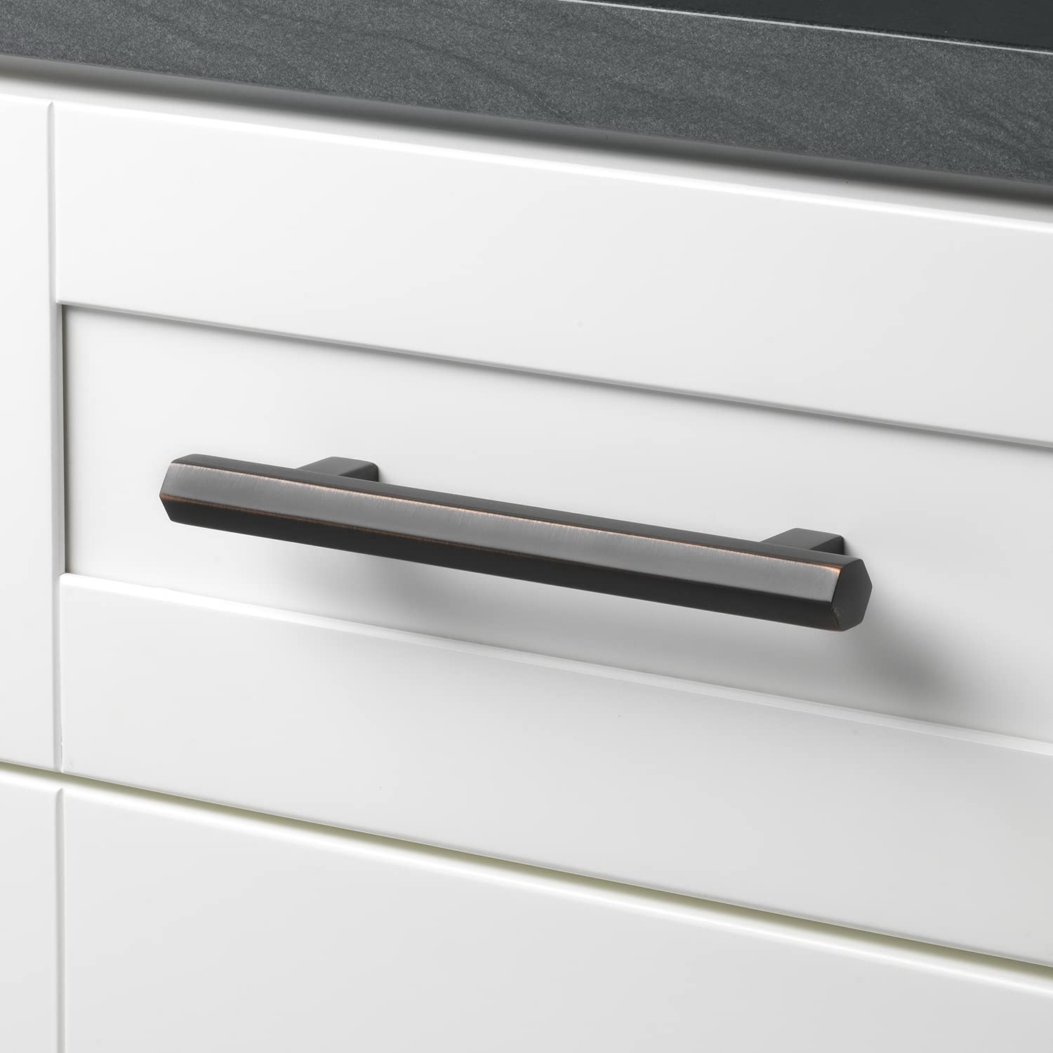 GlideRite 5-Inch Solid Hexagon Bar Pull Cabinet Handle - Oil Rubbed Bronze (Pack of 25) - Perfect for Kitchen Cabinets, Dressers & Bathroom Vanities