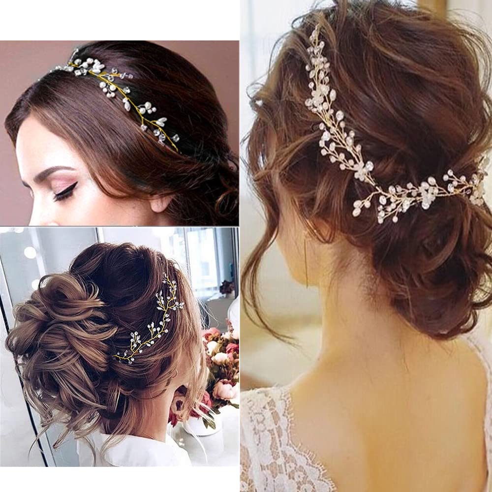 Elegant Crystal Pearl Hair Accessories for Women & Girls - 50cm Bridal Wedding Hairpieces for Special Occasions & Parties