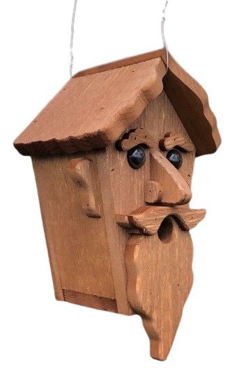 Rustic Wizard Birdhouse - Handmade Amish Mushroom Wood House for Garden Decor & Outdoor Bird Watching