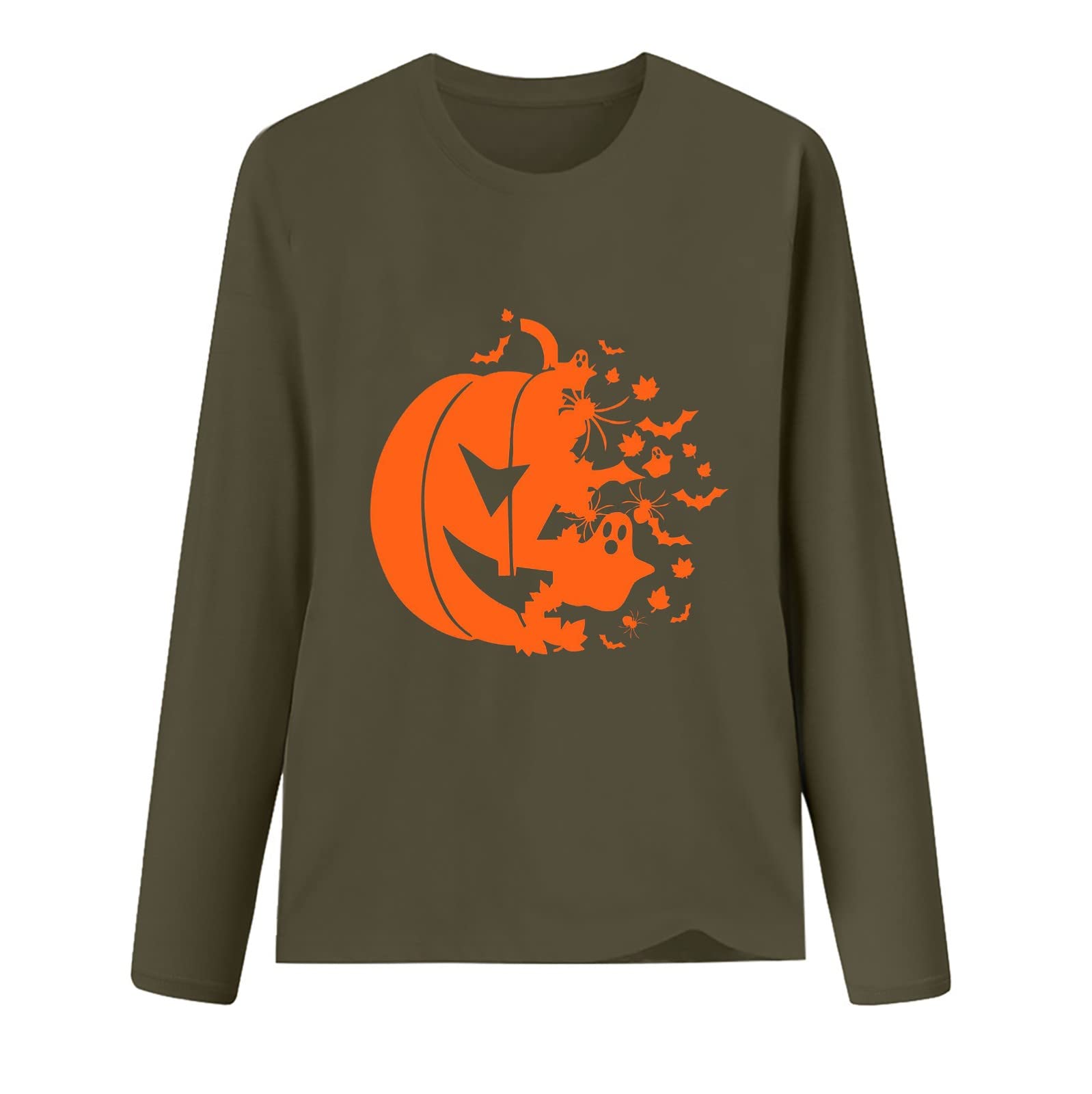 Women's Halloween T-Shirt - Casual Round Neck Printed Long Sleeve Tee for Costume Parties, Trick or Treating & Spooky Fun