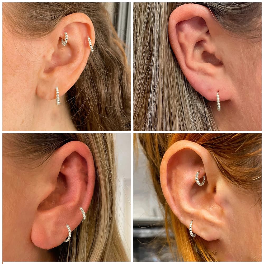 Bewenda 925 Sterling Silver Small Huggie Hoop Earrings for Women - Hypoallergenic Hinged Hoops with Cubic Zirconia, 12mm Tiny Cartilage Sleeper Earrings - Perfect Gift for Girls & Ladies (Ideal for Everyday Wear, Parties & Special Occasions)