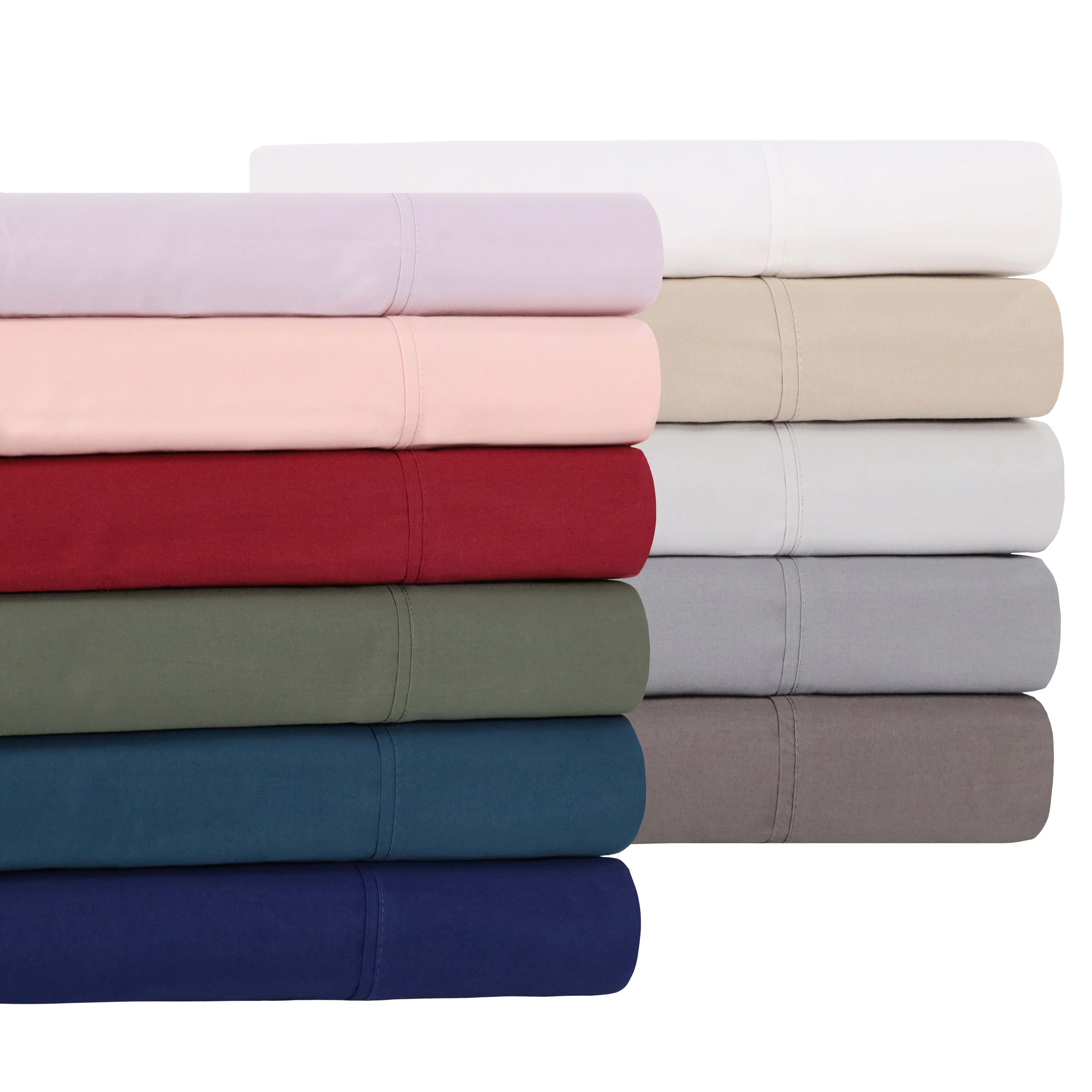 300 Thread Count Cotton Percale Solid Deep Pocket Bed Sheet Set - Queen Size, Soft & Breathable Luxury Sheets for Comfortable Sleep - Perfect for Master Bedroom, Guest Room or Vacation Home