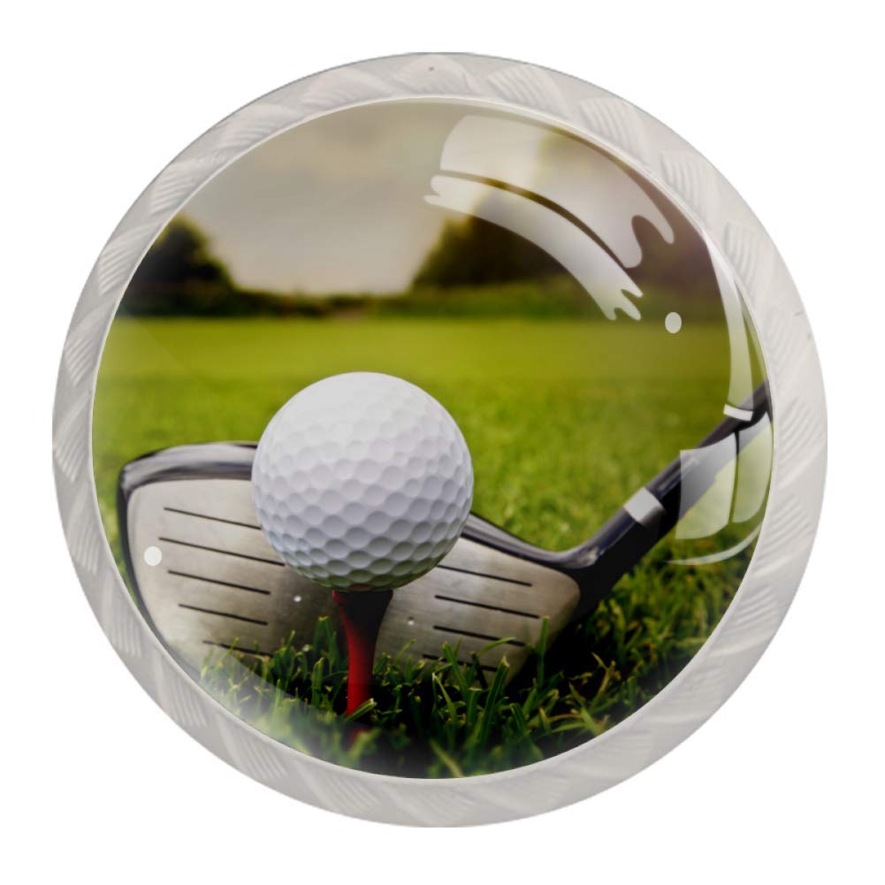 4-Pack Round Sport Golf Ball Cabinet Knobs - Kitchen Drawer Pulls & Dresser Handles for Home Decor (Ideal for Cabinets, Cupboards, Bookcases & DIY Furniture Projects)