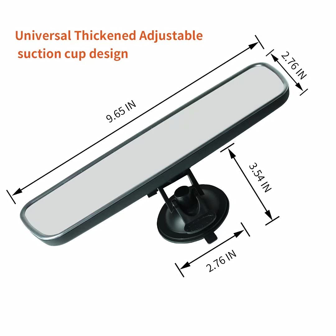 Universal Suction Cup Rear View Mirror for Cars, SUVs, Trucks & Boats - Wide Angle, Thickened Interior Rearview Mirror (Black/Gray) - Perfect for Enhanced Visibility & Safety While Driving