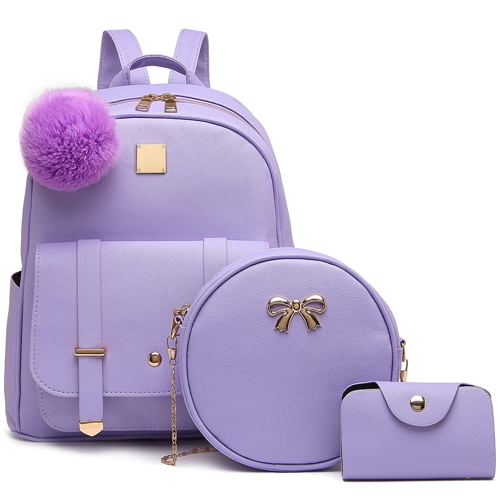 Stylish Mini Leather Backpack for Women & Girls - Cute Small Shoulder Bag Purse - Trendy Purple Handbag for School, Travel & Daily Use