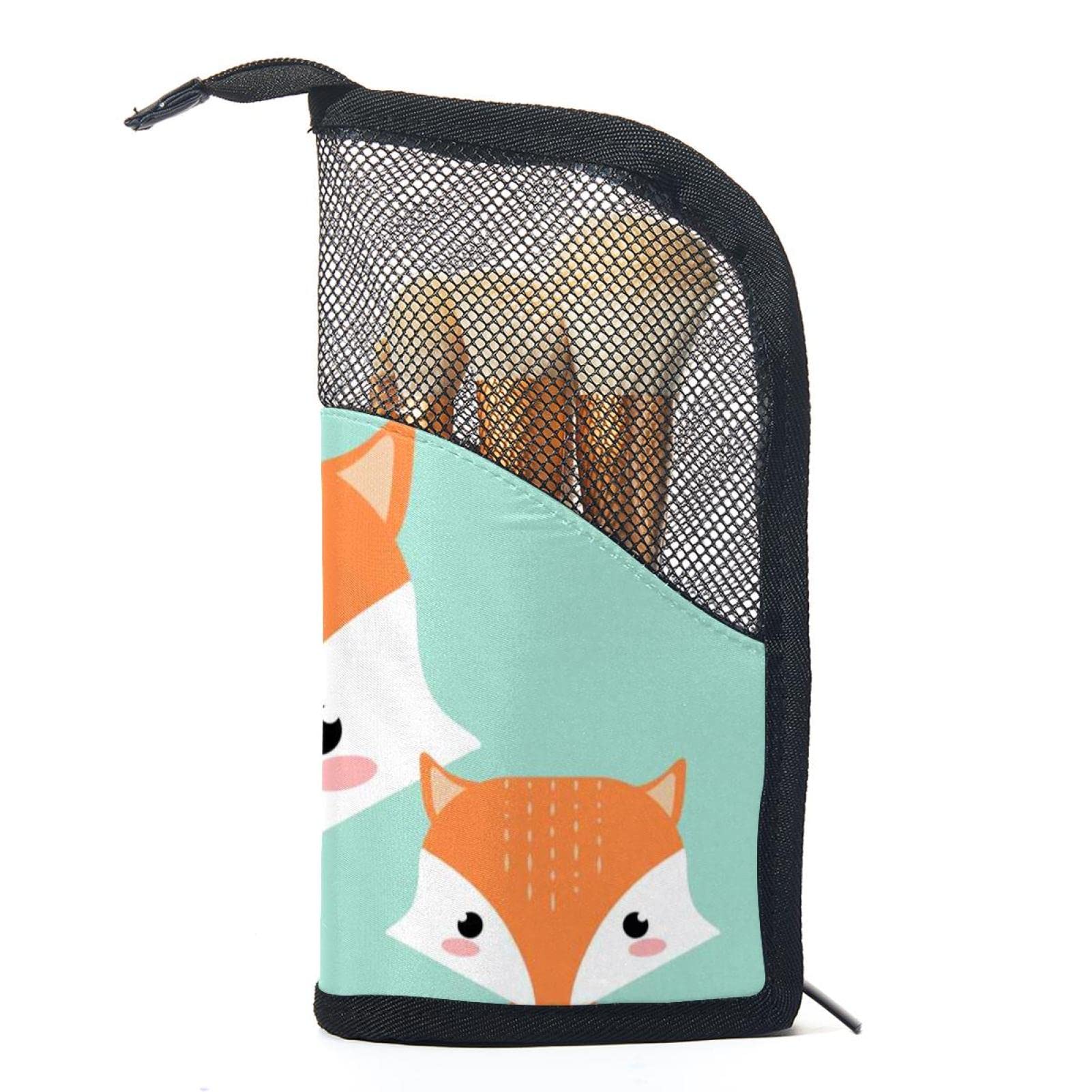 12-Piece Makeup Brush Organizer Bag - Cute Fox Family Design, Portable Makeup Brush Holder Case for Travel & Home Storage | Perfect for Makeup Artists & Beauty Enthusiasts
