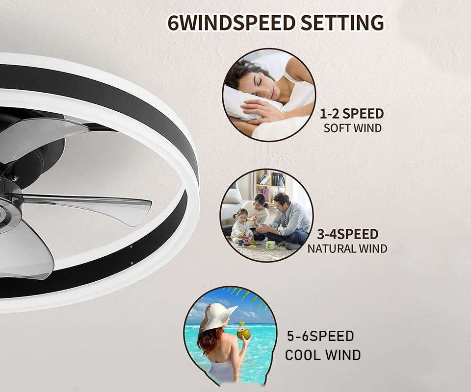 Smart LED Ceiling Fan with Light - 6 Speed Remote Control, Ultra Quiet, Energy Efficient - Perfect for Bedroom, Living Room, and Office Spaces