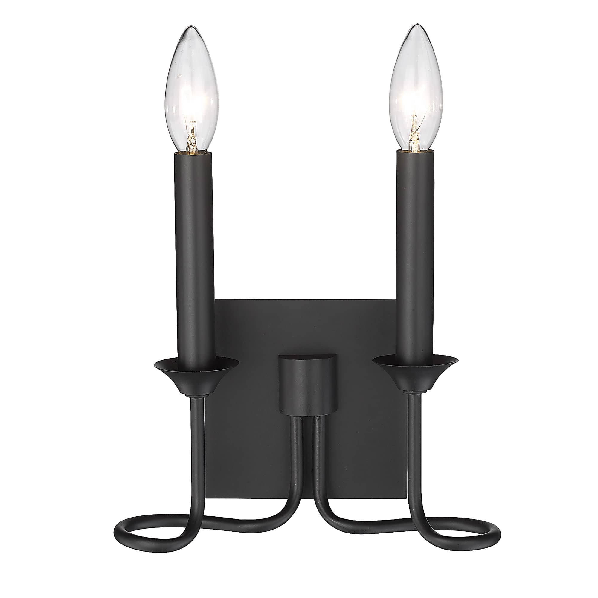 Karson 9.25 Inch Matte Black Metal 2-Light Wall Sconce - Modern Lighting Fixture for Bedroom, Hallway & Entryway