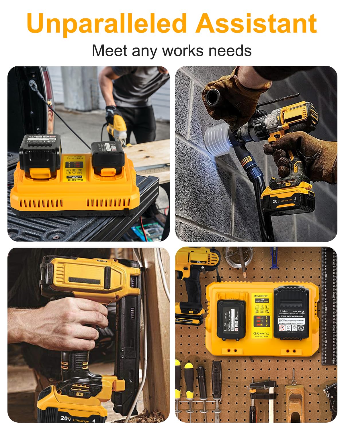 Upgraded 20V 2-Pack Replacement Battery 7000mAh with DCB102 Charger - Compatible with DeWalt 20V Max/12V Power Tools (DCD/DCF/DCG Series) - High Capacity Lithium-Ion Battery for Cordless Drills, Saws & Power Tools - Perfect for Construction, Woodworking & DIY Projects